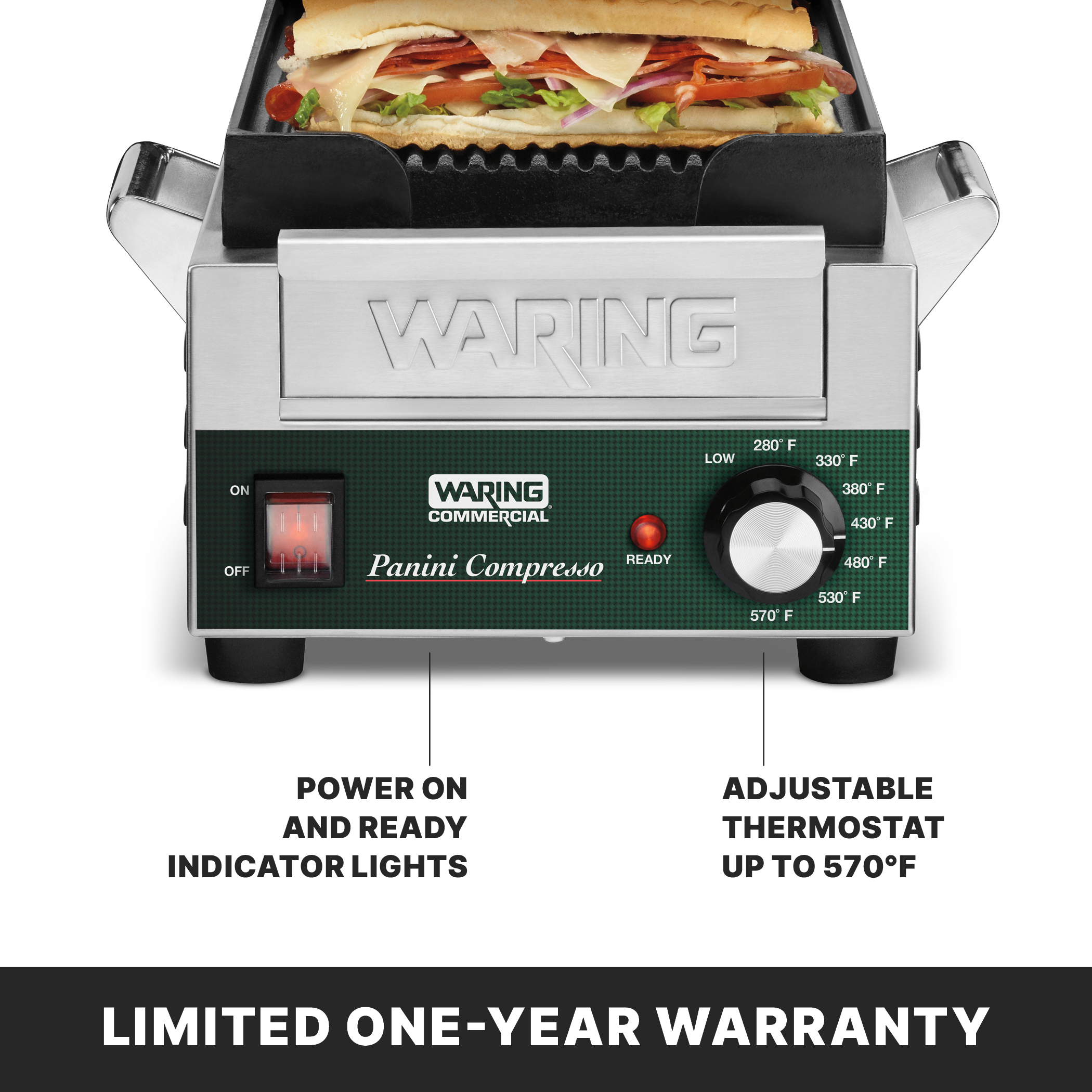 Ribbed Panini Grill, 7.75" x 12.5"